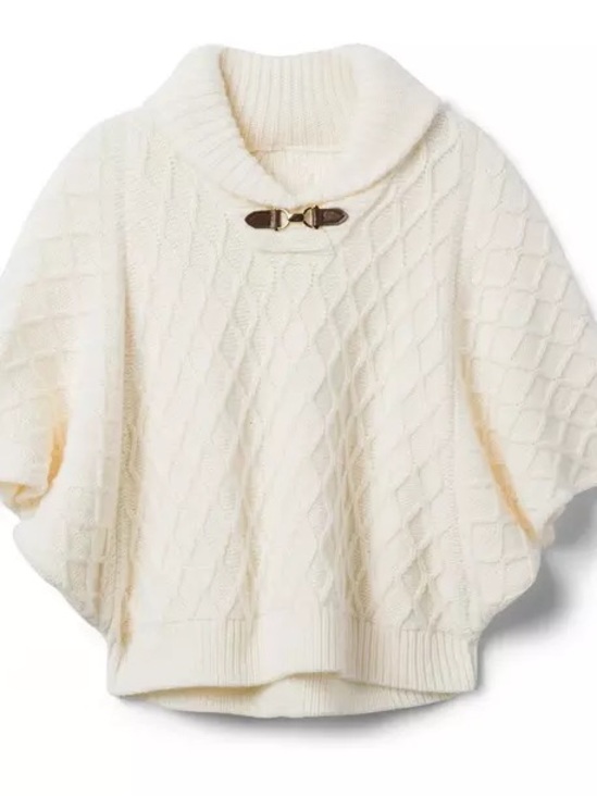 Janie and Jack Other - Janie and Jack Cream Cable-Knit Toggle Poncho Sweater